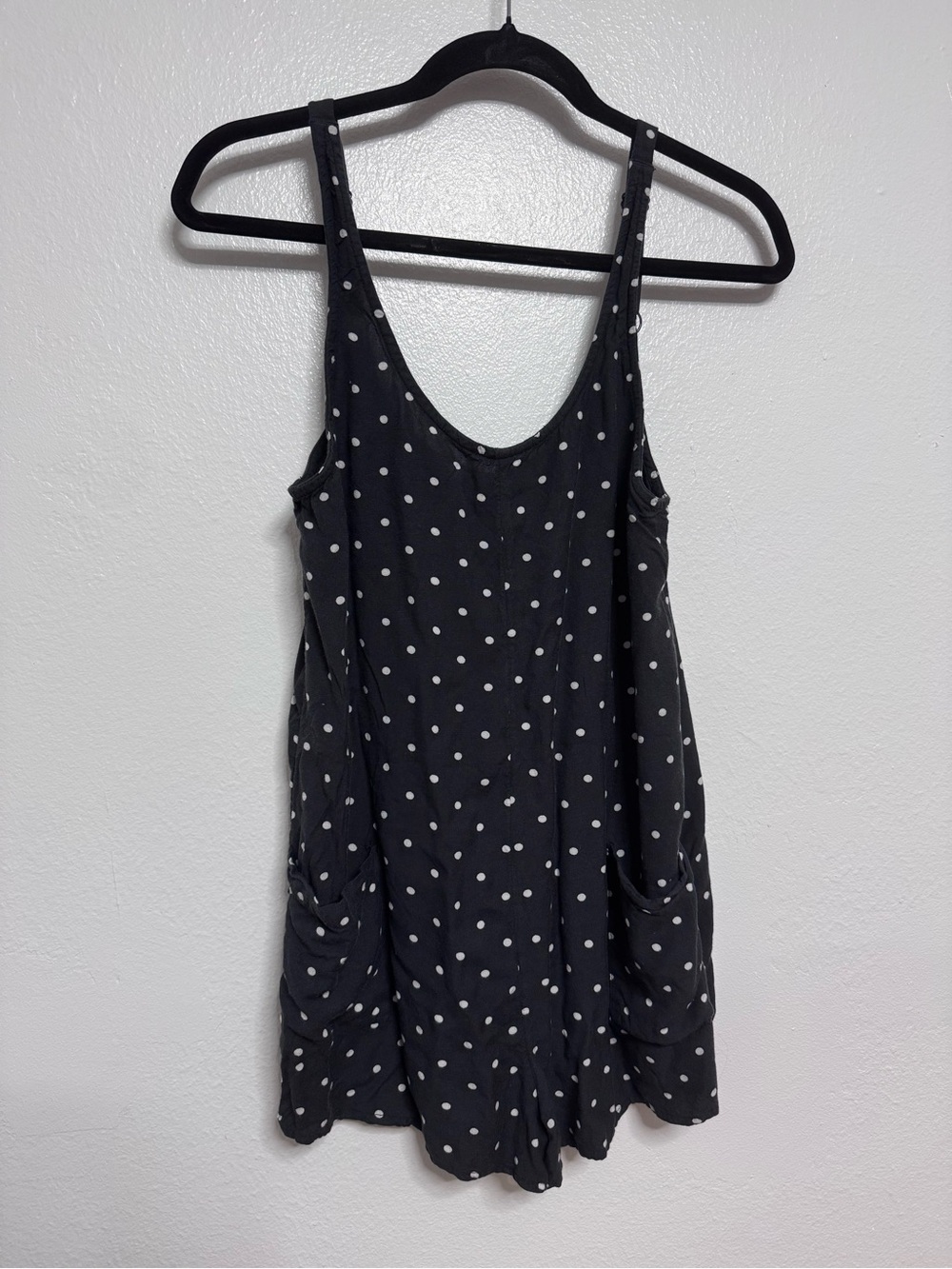 RVCA Black Polka Dot Romper with Scoop Neck